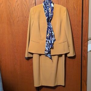 Beautiful, Kasper, Ladies, Mustard-colored, belted dress & Jacket; Size 14